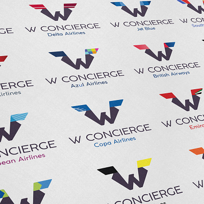 W Concierge airline brandbook branding colors guide logo logo design palette