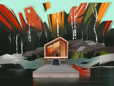 House in the Woods Illustration architecture art autumn cabin creative agency creative illustration design design studio digital art digital illustration digital painting forest graphic design house illustration illustrator nature nature illustration procreate woods