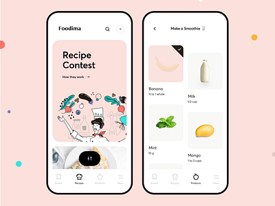 Vacation House Cooking Mobile App Design app cooking cuberto design food fruits graphics icons illustration interface ios lemon menu milk mobile product recipe ui ux vegetable