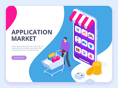 Application market concept. art artwork design digital ideas illustration innovative isometric isometry technologies vector web webdesign