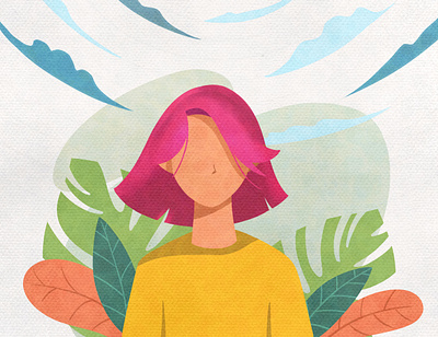 Pink Girl animation app art artist design dribbble flat flatdesign green icon illustration illustration art illustrator potrait tree ui vector website