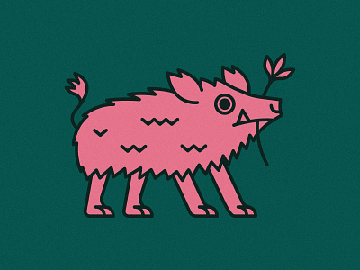 Boar | Animal House pt. II 2d animal animals design flat flower green hair icon icons illustration kingdom logo nature pig piggy pink plant plants vector