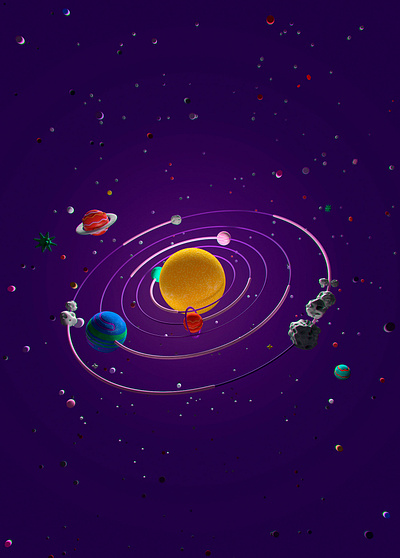 Space 3d cgi character design illustration planets space universe