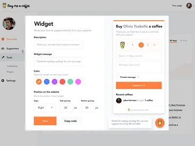 Embeddable widgets dashboad design ui