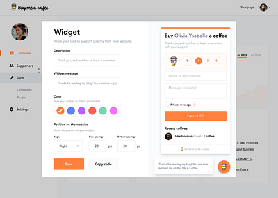 Embeddable widgets dashboad design ui