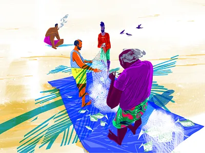 Fishermen alapuzha art design digital art digital illustration dribble fishermen fishing illustration photoshop