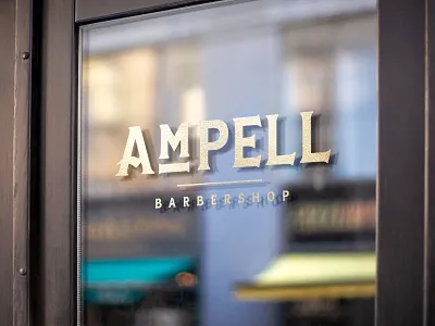 Ampell Branding barber barber shop barbershop branding identity logo storefront window