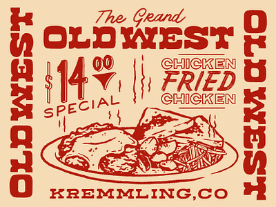 Chicken Fried Chicken - Kremmling, Co ad chicken design food hand lettering illustration lettering menu procreate retro slab spur typography western