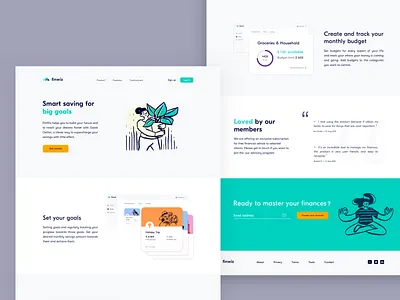 Landing page - Savings & Budget Management account management banking cards dashboard design e finance finance financial services fintech goals interface landing page payment savings spendings tracking ui ux user web website