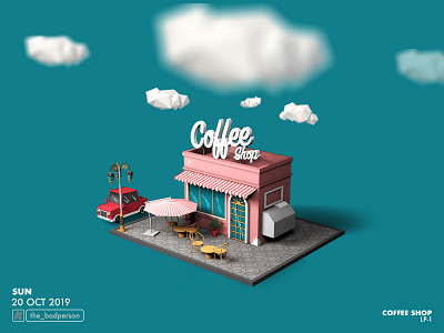 Dribbble 3d abstract adobe cinema4d coffee shop coffeeshop creative design dribbble hello dribbble image isometric isometric art low poly art low poly shop low polygon lowpoly maya muzli