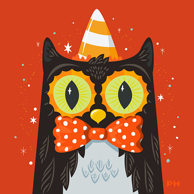 Owlet halloween illustration owl paula hanna poppyseed vector