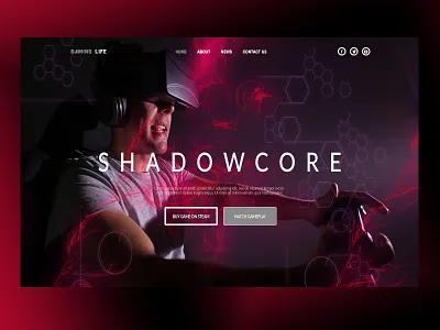 Gaming Landing Page design concept branding creative work documentary graphic design illustrator photoshop typography ui uiux
