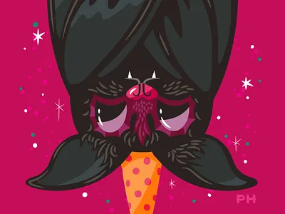 Batty bat halloween illustration party paula hanna poppyseed