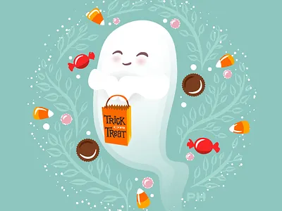 Candy Ghost candy candy corn cheerful ghost illustration kawaii paula hanna peanut butter poppyseed trick or treat vector