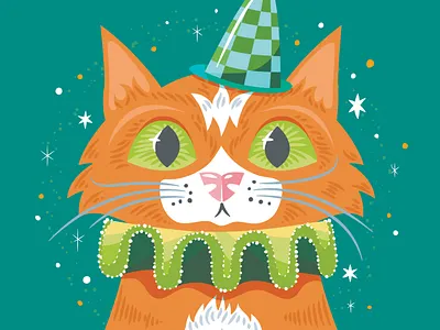 Orangello cat halloween illustration party paula hanna poppyseed vector