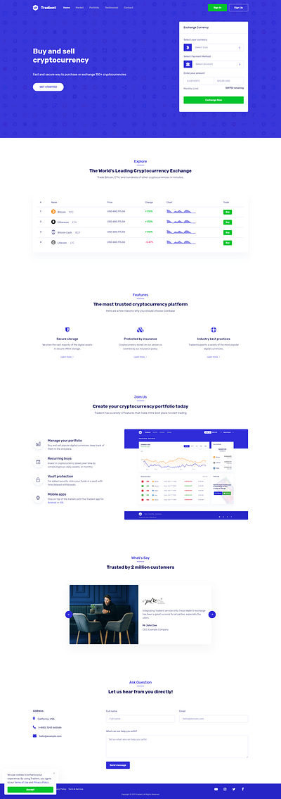 Tradient - Dashboard Landing page admin bitcoin bitcoins bootstrap cryptocurrency dashboard digital currency exchange quixlab themeforest trade