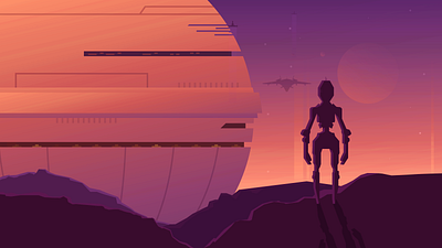 Robot character dystopian futuristic illustration robot scifi