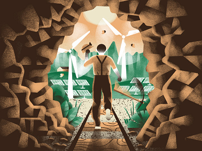 India coal addiction cave coal daniele simonelli dsgn editorial illustration green green energy illustration mine miner texture