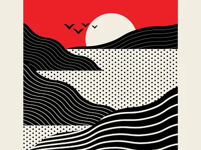 West Coastal abstract design black branding coast design geometric identity illustration ocean red santa monica sea seascape sunset trufcreative vector