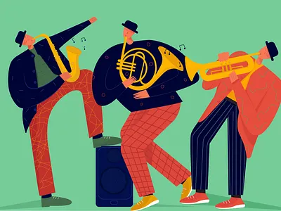jazz evening character cozy illustration jazz jazz music mood music music instruments sophie tsankashvili style vector vector illustration