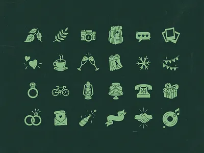 Wedding icon set adventures branding distressed handdrawn icon design icon set icons illustration nature vector wedding wedding icons weddings wild