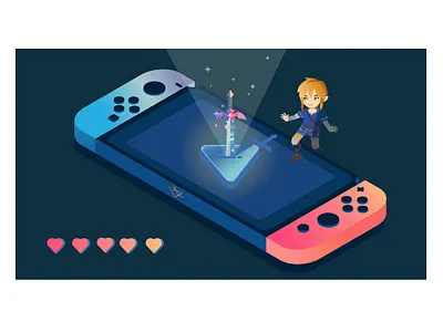 Master Sword in switch boy game art illustrator isometry link nintendo switch sword the legend of zelda vector vector illustration zelda