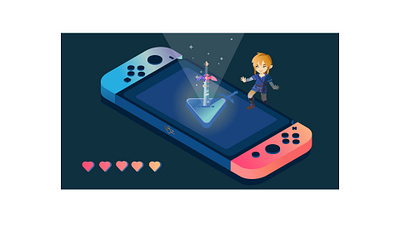 Master Sword in switch boy game art illustrator isometry link nintendo switch sword the legend of zelda vector vector illustration zelda