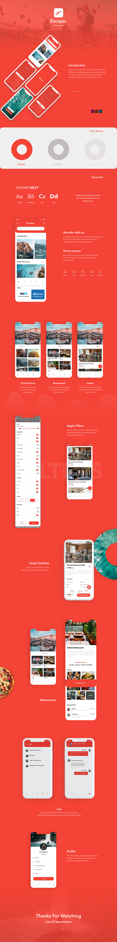 Escape Travel App Ui/Ux Design app design typography ui userinterface ux