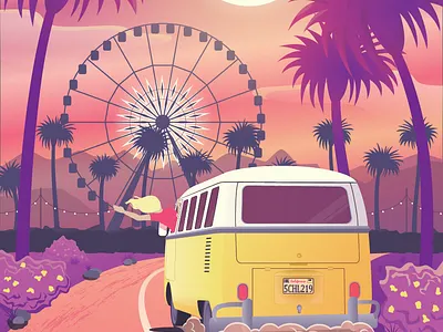 Coachella trip bus coachella illustration vector volkswagen