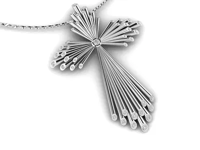 Tube Cross with Center Stone 3D Model jewel jewelery jewellery jewelry jewelry design jewelry designer jewels matrix rhino3d rhinoceros