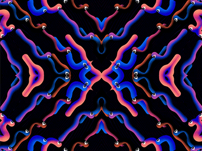 Worm's gang n°3 aftereffects animation colorfull cute illustration insect kaleidoscope motion motion design pattern psychedelic worm