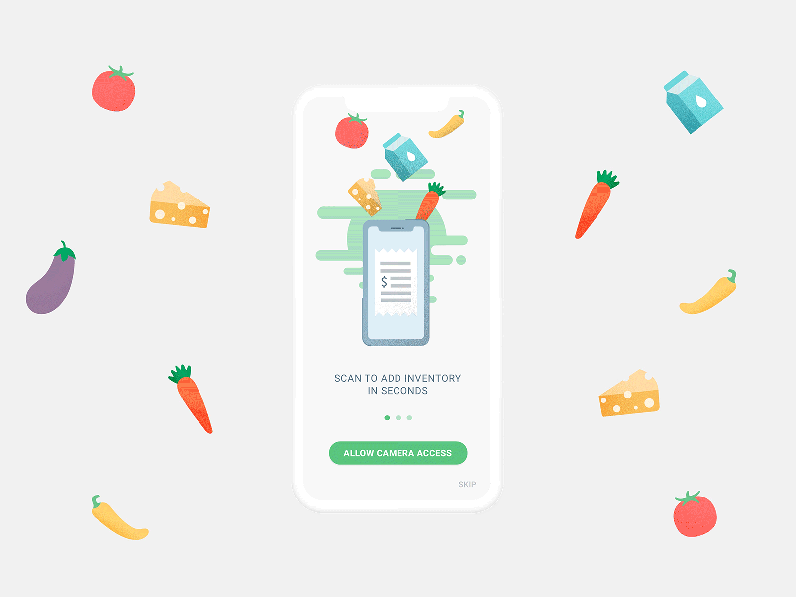 Freshelf Food Management Onboarding animation app branding food illustration mobile onboarding product design sketch ui ux vector