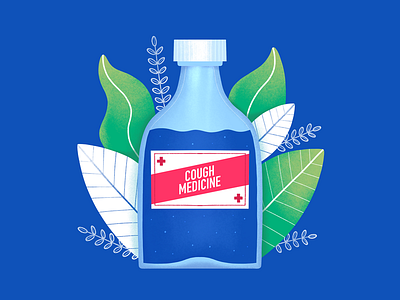 Bottle of Medicine adobe bottle bright colourful design flat flowers grain illustrated illustrator leaves photoshop procreate texture vector
