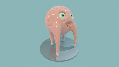 Cute Unknown 3d alien big eyes blender cartoon character confused eevee pink render rendered sculpting