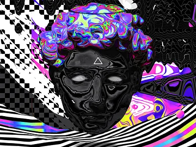 Ninja Vaporwave Behance Project abstract abstract art artwork color gradient iridescent klarens ninja poster poster art statue vaporwave