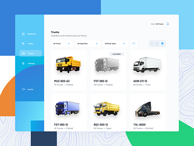 Ligare Truck List blue dashboard dashboard design delivery freight logistics modern nigeria shipping tesla tracking trucks