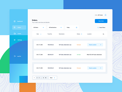 Ligare Dashboard Order View. blue dashboard dashboard design delivery design freight logistics modern nigeria shipping tracking trucks