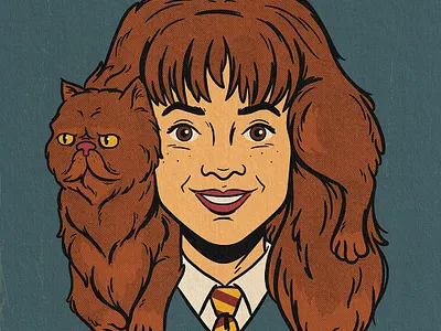 Hermione & Crookshanks cat crookshanks emma watson hair harry potter hermione granger hogwarts