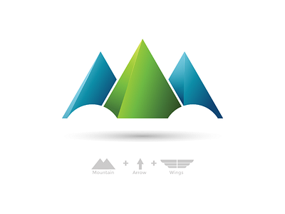 Mountain Arrow 3d logo arrow branding company logo corporate identity eye catching gradient graphic design illustration logo logo awesome logo design modern mountain mountain logo nature startup logo web wings