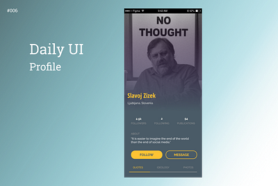 Daily UI - Challenge 6 daily 100 challenge daily 100 challenge shots daily ui dailyui dailyui006 dailyuichallenge design illustration zizek