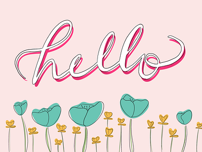 Hi! drafted first post floral hello hi script text welcome