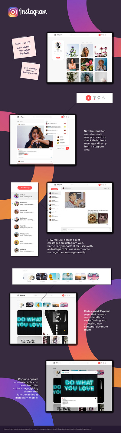 Redesign of Instagram Web design illustration ui ux