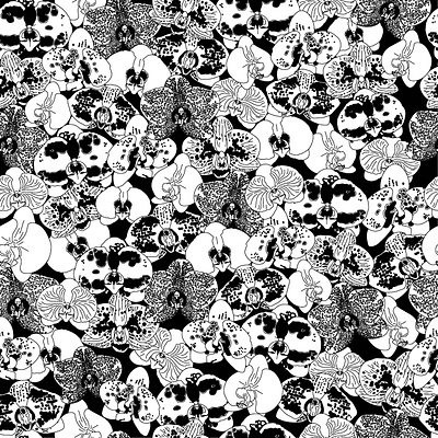 orchid print black and white black and white pattern floral print flower illustration flower pattern illustration orchids pattern pattern art pattern artist pattern design print pattern surface pattern