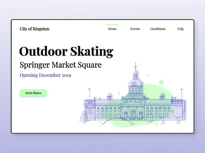 Outdoor Rink Website Landing Page building city concept design illustration kingston landing page mockup sports ui ux web design website white