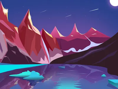 The shimmering moonlight on the lake