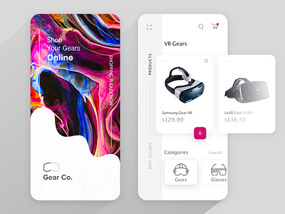 VR Gear Online Shopping android ar branding card design gear gradient grey illustration ios logo mobile mobile ui mobileapp ui uiux ux vector vibrant vr