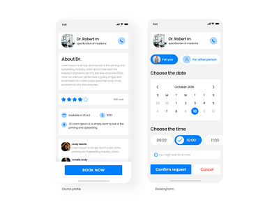 Medical app app booking clean design doctor flat ios medical mobile ui ux