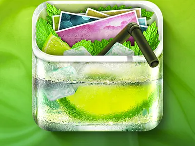 iOS Photonic Mojito Icon Design app icon drink fresh glass green ice icon ios icon mojito realistic skeuomorph
