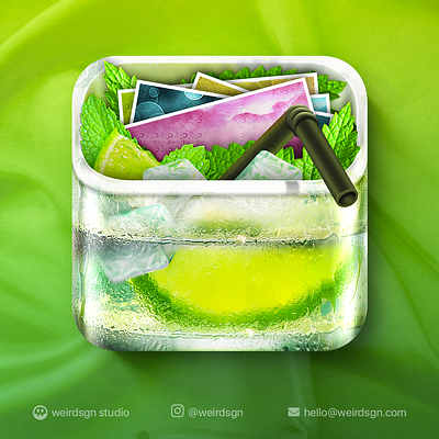 iOS Photonic Mojito Icon Design app icon drink fresh glass green ice icon ios icon mojito realistic skeuomorph