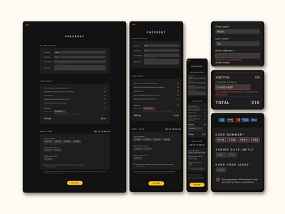 Checkout error page for FrontEnd30 website / UI design checkout checkout error dark theme error page form error form field form field error ui